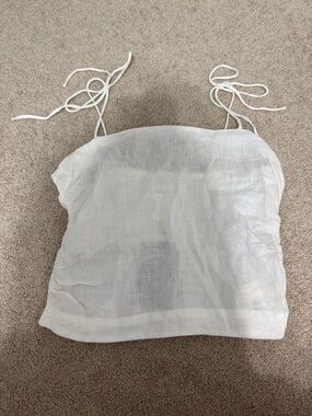 H&M White Linen Tie-Strap Camisole